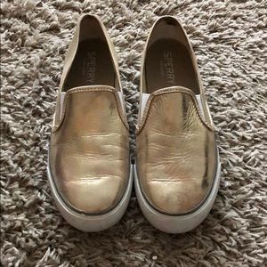 Sperry Top-Sider Sneakers. Gold Metallic. Size 8